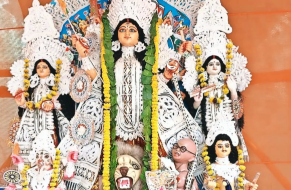 At Hindu Mahasabha’s Kolkata pandal, Gandhi lookalike is the ‘asura’